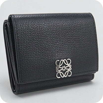 中古 ロエベ 三つ折り財布 三折財布 コンパクト レディース ブランド LOEWE アナグラム トライフォールド ウォレット C821TR2X16 ブラック USDLO119414011