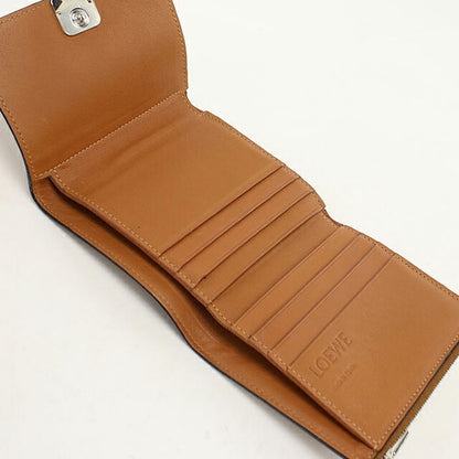中古 ロエベ 三つ折り財布 三折財布 コンパクト レディース ブランド LOEWE アナグラム  ブラウン USDLO119550011