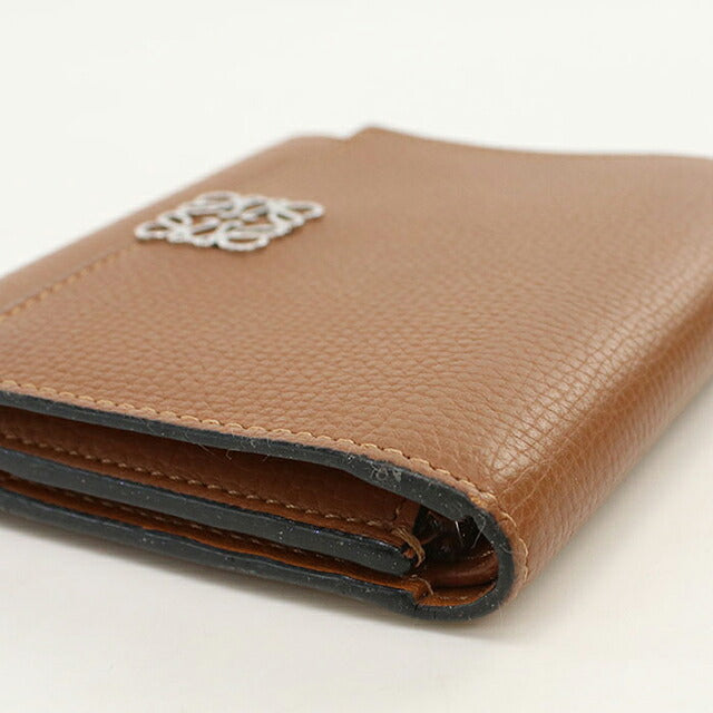 中古 ロエベ 三つ折り財布 三折財布 コンパクト レディース ブランド LOEWE アナグラム  ブラウン USDLO119550011