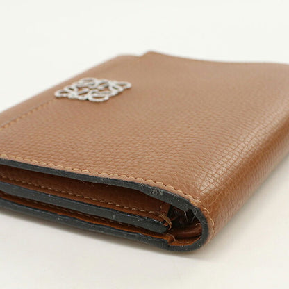 中古 ロエベ 三つ折り財布 三折財布 コンパクト レディース ブランド LOEWE アナグラム  ブラウン USDLO119550011