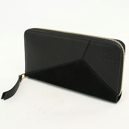 中古 ロエベ 長財布ラウンドファスナー ユニセックス ブランド LOEWE パズル  レザー ブラック USDLO119551011