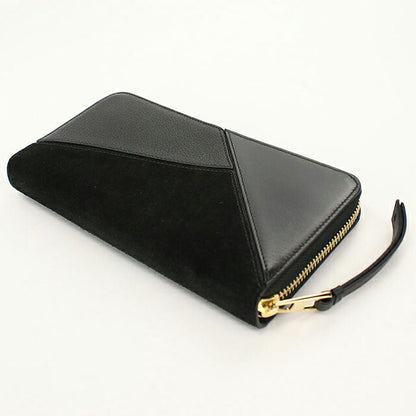 中古 ロエベ 長財布ラウンドファスナー ユニセックス ブランド LOEWE パズル  レザー ブラック USDLO119551011