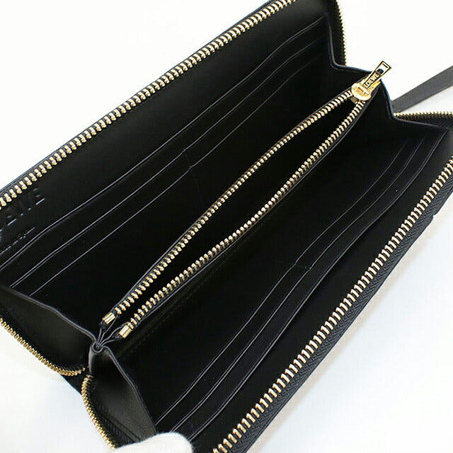 中古 ロエベ 長財布ラウンドファスナー ユニセックス ブランド LOEWE パズル  レザー ブラック USDLO119551011