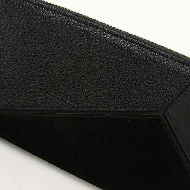 中古 ロエベ 長財布ラウンドファスナー ユニセックス ブランド LOEWE パズル  レザー ブラック USDLO119551011