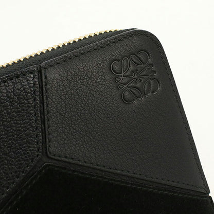 中古 ロエベ 長財布ラウンドファスナー ユニセックス ブランド LOEWE パズル  レザー ブラック USDLO119551011