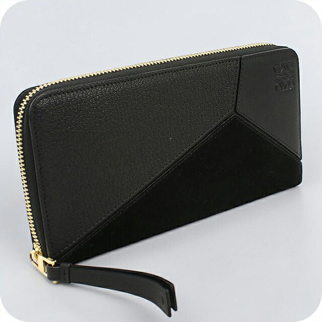 中古 ロエベ 長財布ラウンドファスナー ユニセックス ブランド LOEWE パズル  レザー ブラック USDLO119551011