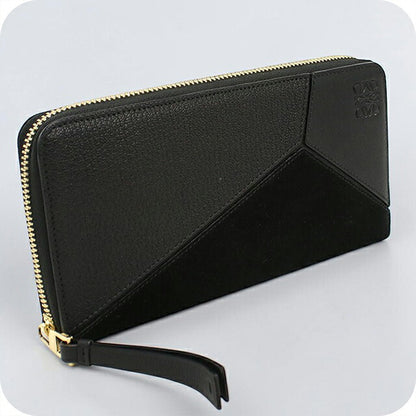 中古 ロエベ 長財布ラウンドファスナー ユニセックス ブランド LOEWE パズル  レザー ブラック USDLO119551011