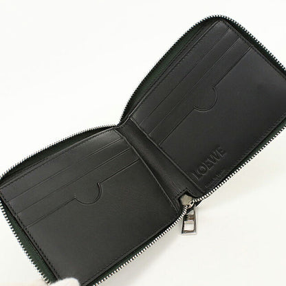 中古 ロエベ 二つ折り財布 二折財布 コンパクト ユニセックス ブランド LOEWE アナグラム ラウンドファスナー財布 グリーン USDLO119759011