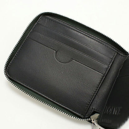 中古 ロエベ 二つ折り財布 二折財布 コンパクト ユニセックス ブランド LOEWE アナグラム ラウンドファスナー財布 グリーン USDLO119759011