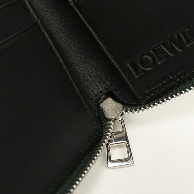 中古 ロエベ 二つ折り財布 二折財布 コンパクト ユニセックス ブランド LOEWE アナグラム ラウンドファスナー財布 グリーン USDLO119759011
