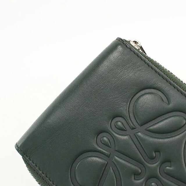 中古 ロエベ 二つ折り財布 二折財布 コンパクト ユニセックス ブランド LOEWE アナグラム ラウンドファスナー財布 グリーン USDLO119759011