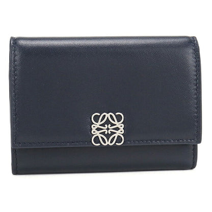 中古 ロエベ 三つ折り財布 三折財布 コンパクト レディース ブランド LOEWE アナグラム バーティカル ウォレット スモール C821S33X06 ネイビー USDLO120081011