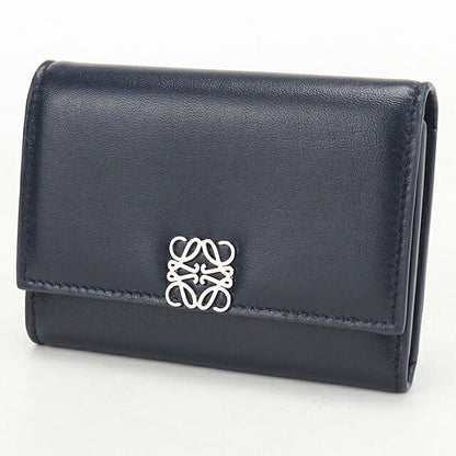 中古 ロエベ 三つ折り財布 三折財布 コンパクト レディース ブランド LOEWE アナグラム バーティカル ウォレット スモール C821S33X06 ネイビー USDLO120081011