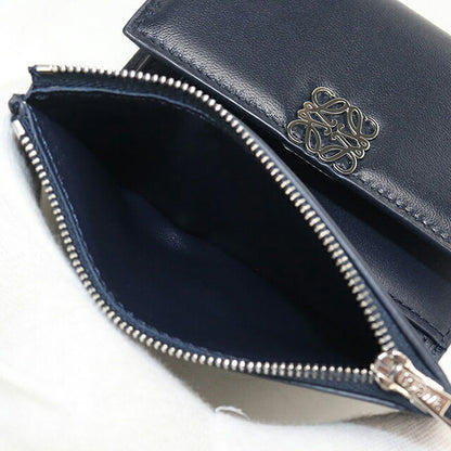 中古 ロエベ 三つ折り財布 三折財布 コンパクト レディース ブランド LOEWE アナグラム バーティカル ウォレット スモール C821S33X06 ネイビー USDLO120081011
