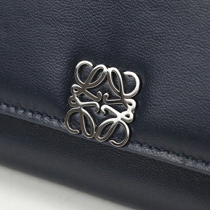 中古 ロエベ 三つ折り財布 三折財布 コンパクト レディース ブランド LOEWE アナグラム バーティカル ウォレット スモール C821S33X06 ネイビー USDLO120081011