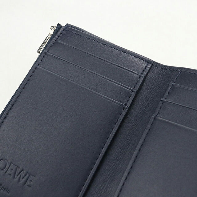 中古 ロエベ 三つ折り財布 三折財布 コンパクト レディース ブランド LOEWE アナグラム バーティカル ウォレット スモール C821S33X06 ネイビー USDLO120081011