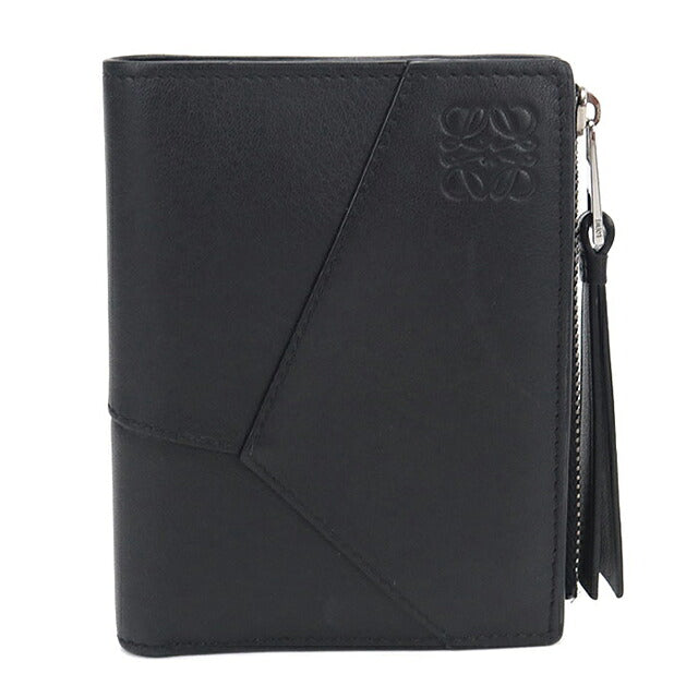 中古 ロエベ 二つ折り財布 二折財布 コンパクト メンズ ブランド LOEWE パズル スリム コンパクトウォレット C510W73X08 ブラック USDLO120167011