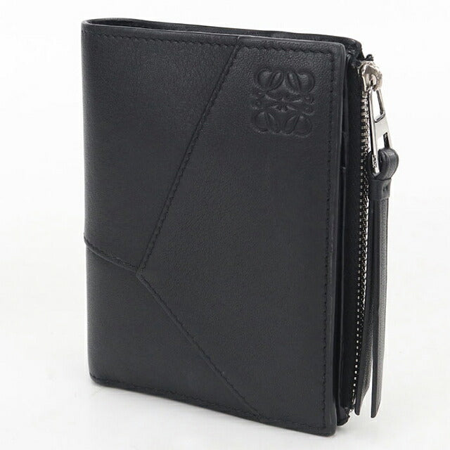 中古 ロエベ 二つ折り財布 二折財布 コンパクト メンズ ブランド LOEWE パズル スリム コンパクトウォレット C510W73X08 ブラック USDLO120167011
