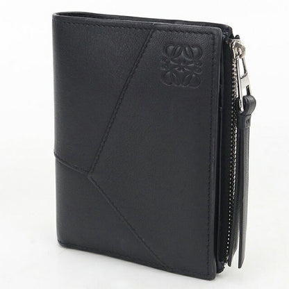中古 ロエベ 二つ折り財布 二折財布 コンパクト メンズ ブランド LOEWE パズル スリム コンパクトウォレット C510W73X08 ブラック USDLO120167011