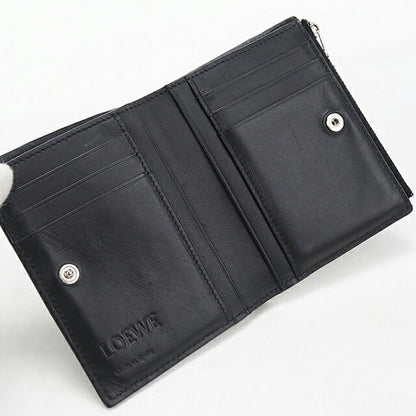 中古 ロエベ 二つ折り財布 二折財布 コンパクト メンズ ブランド LOEWE パズル スリム コンパクトウォレット C510W73X08 ブラック USDLO120167011