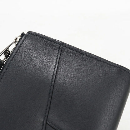 中古 ロエベ 二つ折り財布 二折財布 コンパクト メンズ ブランド LOEWE パズル スリム コンパクトウォレット C510W73X08 ブラック USDLO120167011