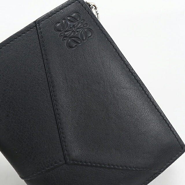 中古 ロエベ 二つ折り財布 二折財布 コンパクト メンズ ブランド LOEWE パズル スリム コンパクトウォレット C510W73X08 ブラック USDLO120167011