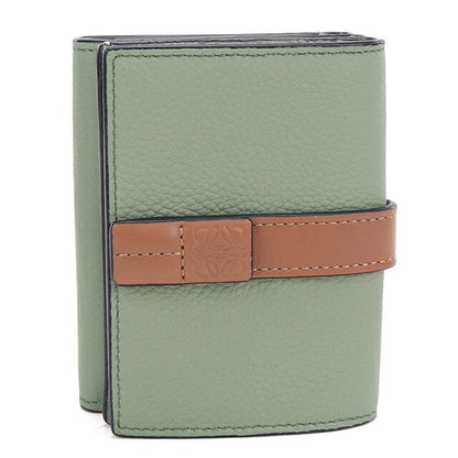 中古 ロエベ 三つ折り財布 三折財布 コンパクト レディース ブランド LOEWE アナグラム トライフォールド ウォレット C660TR2X03 グリーン USDLO120176011