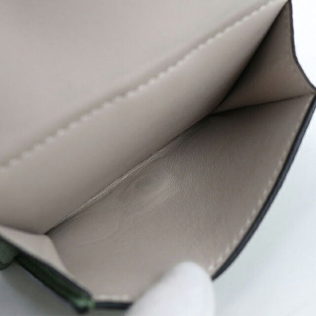 中古 ロエベ 三つ折り財布 三折財布 コンパクト レディース ブランド LOEWE アナグラム トライフォールド ウォレット C660TR2X03 グリーン USDLO120176011