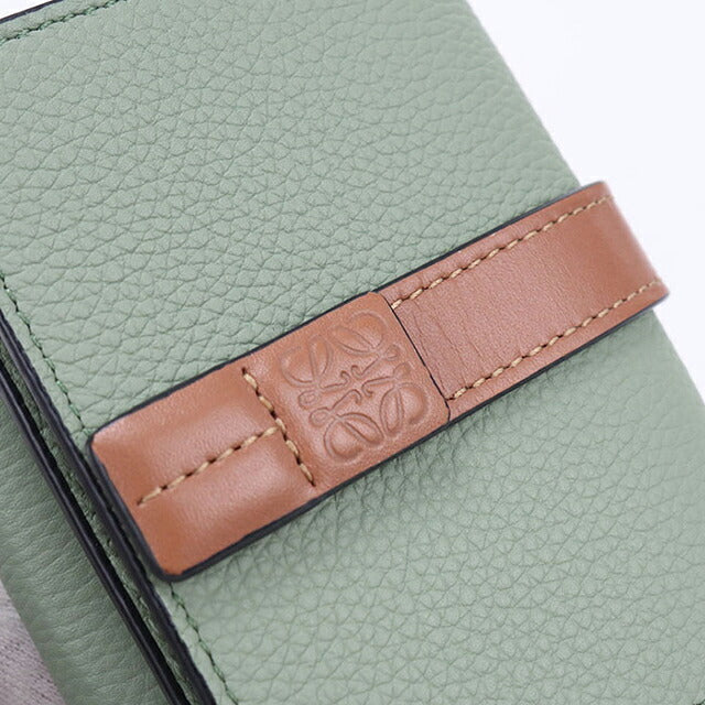 中古 ロエベ 三つ折り財布 三折財布 コンパクト レディース ブランド LOEWE アナグラム トライフォールド ウォレット C660TR2X03 グリーン USDLO120176011