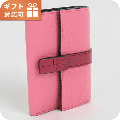 中古 ロエベ 三つ折り財布 三折財布 コンパクト レディース ブランド LOEWE アナグラム バーティカル　ウォレット C660S86X04 ピンク USDLO120333011