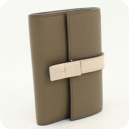 中古 ロエベ 三つ折り財布 三折財布 コンパクト レディース ブランド LOEWE アナグラム バーティカル ウォレット スモール C660S86X04 グレー USDLO120565011