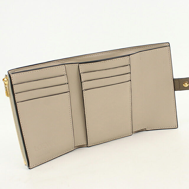 中古 ロエベ 三つ折り財布 三折財布 コンパクト レディース ブランド LOEWE アナグラム バーティカル ウォレット スモール C660S86X04 グレー USDLO120565011