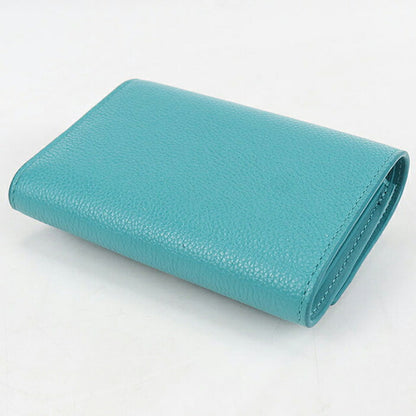 中古 ロエベ 三つ折り財布 三折財布 コンパクト レディース ブランド LOEWE ペブル バーティカル ウォレット スモール CANBS33X03 ブルー USDLO120719011