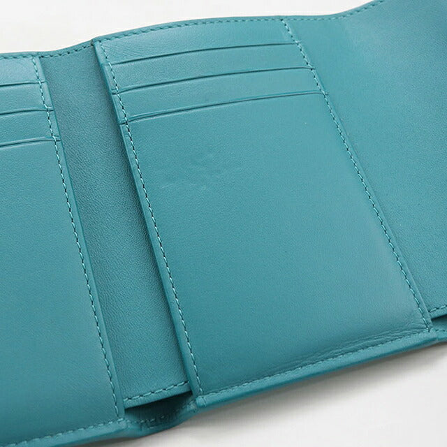 中古 ロエベ 三つ折り財布 三折財布 コンパクト レディース ブランド LOEWE ペブル バーティカル ウォレット スモール CANBS33X03 ブルー USDLO120719011