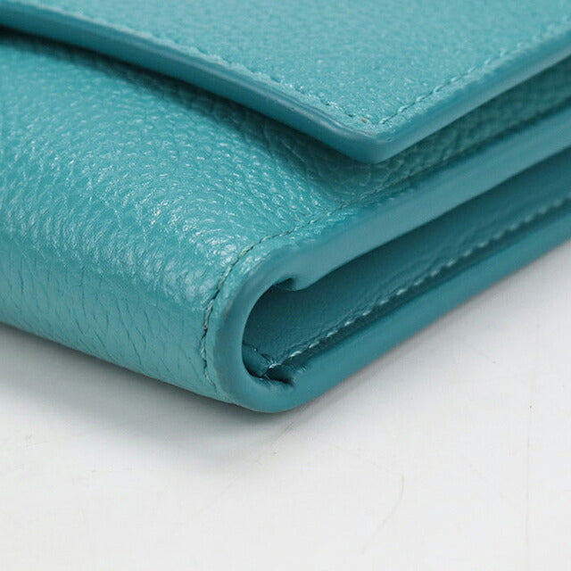 中古 ロエベ 三つ折り財布 三折財布 コンパクト レディース ブランド LOEWE ペブル バーティカル ウォレット スモール CANBS33X03 ブルー USDLO120719011