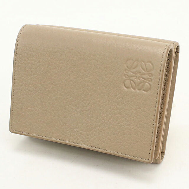 二手 LOEWE 三折钱包 三折钱包 紧凑型女士品牌 LOEWE Anagram 三折钱包 米色 USDLO121290011