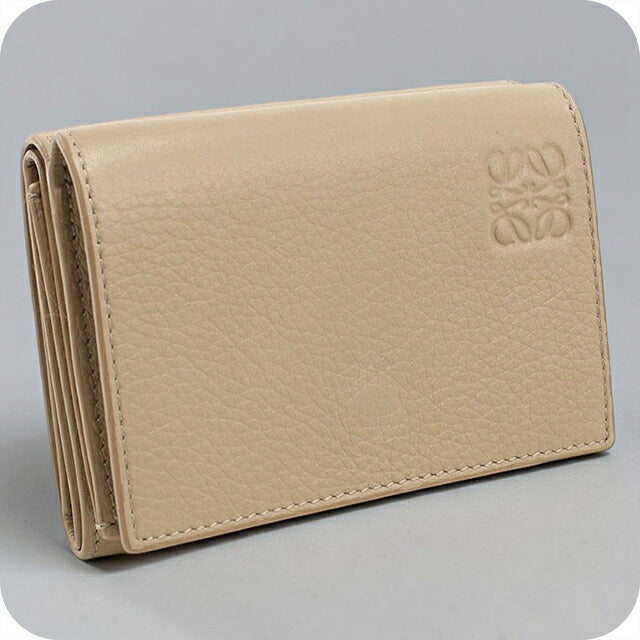 二手 LOEWE 三折钱包 三折钱包 紧凑型女士品牌 LOEWE Anagram 三折钱包 米色 USDLO121290011