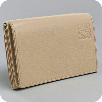 二手 LOEWE 三折钱包 三折钱包 紧凑型女士品牌 LOEWE Anagram 三折钱包 米色 USDLO121290011
