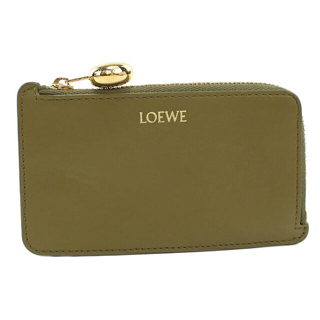 中古 ロエベ 小銭入れ レディース ブランド LOEWE ペブル コインカードホルダー CANBZ40X01 カーキ USDLO121291011