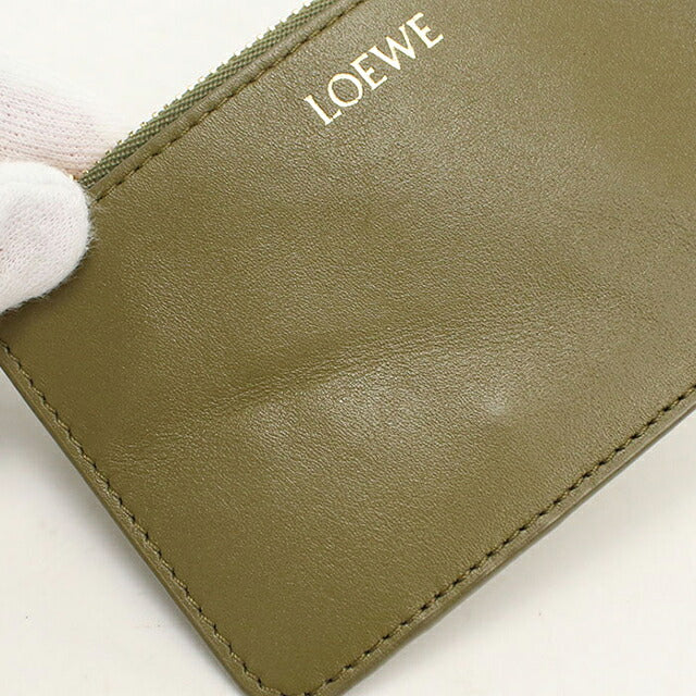 中古 ロエベ 小銭入れ レディース ブランド LOEWE ペブル コインカードホルダー CANBZ40X01 カーキ USDLO121291011