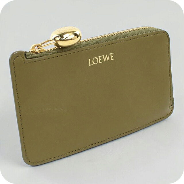 中古 ロエベ 小銭入れ レディース ブランド LOEWE ペブル コインカードホルダー CANBZ40X01 カーキ USDLO121291011