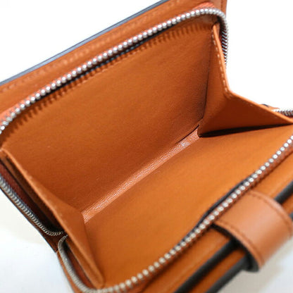 中古 ロエベ 二つ折り財布 二折財布 コンパクト レディース ブランド LOEWE アナグラム コンパクト ジップウォレット 124.12.Z44 ブルー USDLO121292011