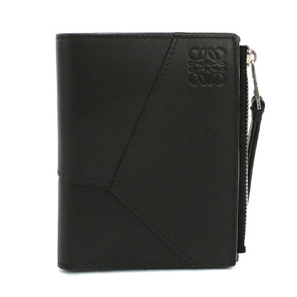 中古 ロエベ 二つ折り財布 二折財布 コンパクト メンズ ブランド LOEWE パズル スリム コンパクト ウォレット C510W73X08 ブラック USDLO121293011