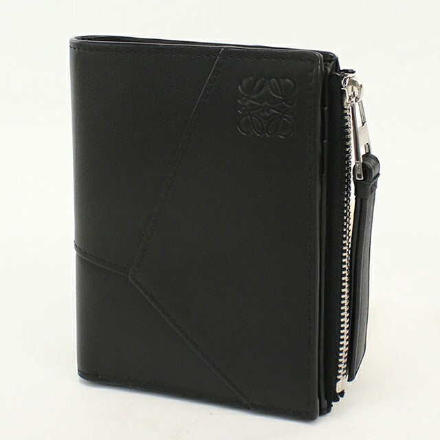 中古 ロエベ 二つ折り財布 二折財布 コンパクト メンズ ブランド LOEWE パズル スリム コンパクト ウォレット C510W73X08 ブラック USDLO121293011