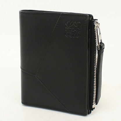中古 ロエベ 二つ折り財布 二折財布 コンパクト メンズ ブランド LOEWE パズル スリム コンパクト ウォレット C510W73X08 ブラック USDLO121293011