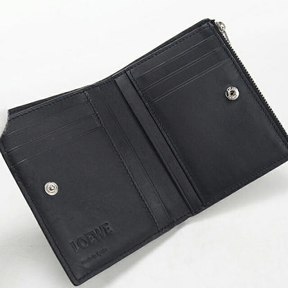 中古 ロエベ 二つ折り財布 二折財布 コンパクト メンズ ブランド LOEWE アナグラム スリム コンパクトウォレット C660W73X02 ブラック USDLO121571011