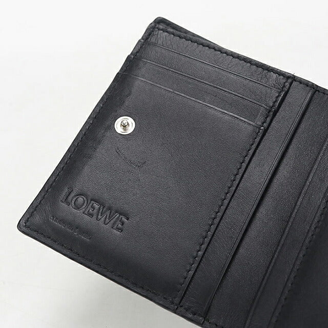 中古 ロエベ 二つ折り財布 二折財布 コンパクト メンズ ブランド LOEWE アナグラム スリム コンパクトウォレット C660W73X02 ブラック USDLO121571011