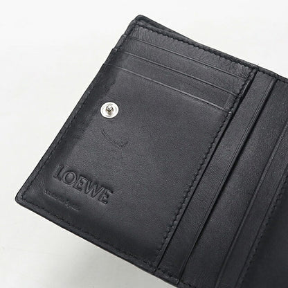 中古 ロエベ 二つ折り財布 二折財布 コンパクト メンズ ブランド LOEWE アナグラム スリム コンパクトウォレット C660W73X02 ブラック USDLO121571011