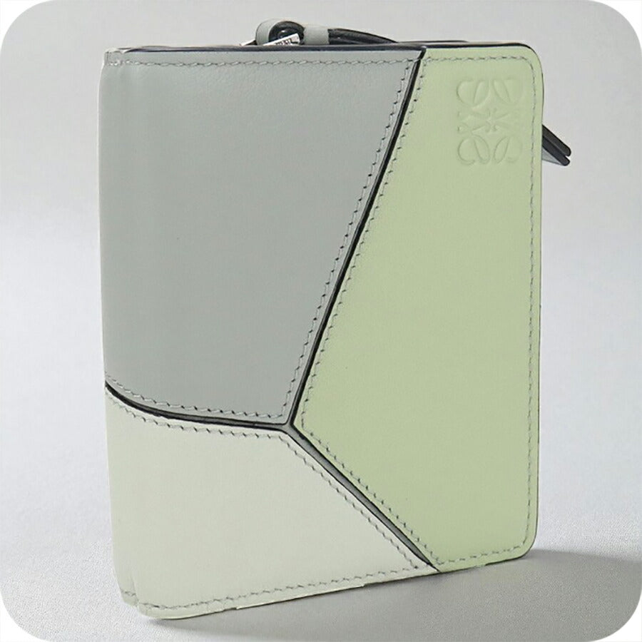中古 ロエベ 二折財布小銭入付き レディース ブランド LOEWE パズル コンパクトジップウォレット グリーン 財布 USDLO95938011