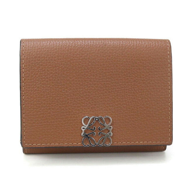 中古 ロエベ 三折財布 レディース ブランド LOEWE アナグラム トライフォールド ウォレット ブラウン 財布 USDLO96643011